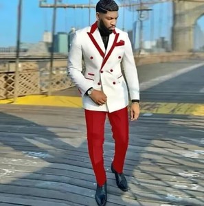 <span class=keywords><strong>Smoking</strong></span> da <span class=keywords><strong>Uomo</strong></span> Doppiopetto su Misura Bianco con Risvolto a Punta Personalizzato Vestito Slim Fit per Testimoni Set Casual - Product Image 4