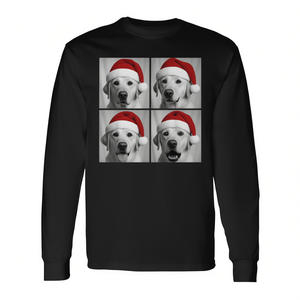 T-shirt à manches longues pour adulte, unisexe, col rond, impression numérique, motif Noël, jaune, Labrador Retriever, Santa Photo Booth - Product Image 3