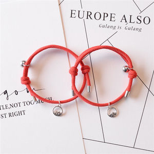 Lovers Magnetic Bracelets Black Rope Tibetan Silver Charm Unisex Gift Jewelry - Product Image 4
