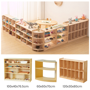 モンテッソーリ木製幼児用収納キャビネット、テーブルと椅子のセット、保育園、幼稚園、保育教室の家具 - Product Image 2