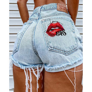 <span class=keywords><strong>Short</strong></span> en <span class=keywords><strong>jean</strong></span> taille haute d'été <span class=keywords><strong>avec</strong></span> impression déchiré <span class=keywords><strong>Short</strong></span> en <span class=keywords><strong>jean</strong></span> à franges pour femmes Sexy - Product Image 1