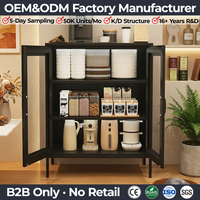 Armoire de rangement en métal noir avec porte en treillis, meuble de cuisine moderne en acier, garde-manger, organisateur de vaisselle, buffet, meuble de salon pour la maison