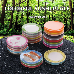 Platos de Melamina Coloridos Japoneses de 6 Pulgadas, Diseño Clásico, Plato Giratorio para Servir <span class=keywords><strong>Sushi</strong></span>, Cinta Transportadora de Plástico, Vajilla para Fiestas - Product Image 2