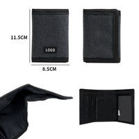 Dompet Lipat Tiga Poliester Kustom dengan Resleting, Kantong Uang, Penutup Velcro, Aman, Portabel, dan Tempat Kartu