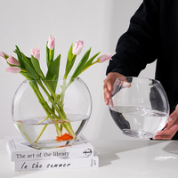 Prix usine géométrique bouche oblique vase carré verre transparent décoration vase arrangement de fleurs