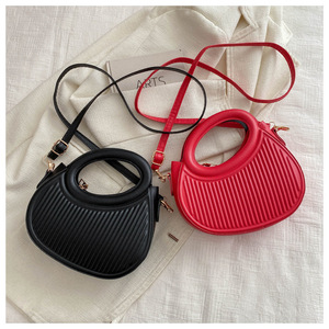 Nes Style Popular Color sólido Bolso a rayas Bolsos de mujer Diseñadores Pu Bolso de hombro redondo de moda - Product Image 4