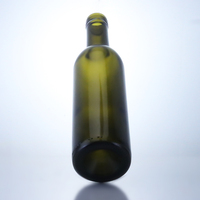 Vente en gros de bouteilles de vin de Bordeaux en verre vert foncé de 750 ml, bouteilles en verre rondes vides avec bouchon en liège