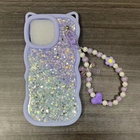 Coque de téléphone en TPU de luxe avec design perle et chaîne pour iPhone 17 16 15 14 13, et coque arrière scintillante avec colle pour Honor X9D X7D X8D Nova Y91
