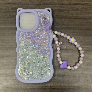 Coque de téléphone en TPU de luxe avec design <span class=keywords><strong>perle</strong></span> et chaîne pour iPhone 17 16 15 14 13, et coque arrière scintillante avec colle pour Honor X9D X7D X8D Nova Y91 - Product Image 3