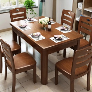 Meubles de salle à manger en bois massif, table à manger compacte en bois moderne - Product Image 1