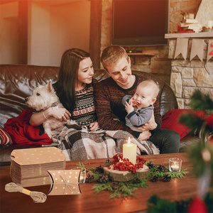 Cajas de Regalo Pequeñas Tipo Almohada, Cajas de Regalo de Papel Kraft para Año Nuevo, Cajas de Regalo Tipo Almohada Navideñas con Cuerda para Bodas, Cumpleaños y Fiestas - Product Image 3