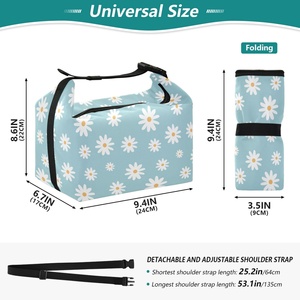 Reusable Daisy Flower Women Insulated <b>Cooler</b> Tote Camping Picnic Double Deck Lunch <b>Cooler</b> <b>Box</b> with Adjustable Shoulder Strap - Product Image 3