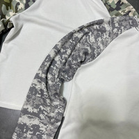 T-shirt à manches longues en coton oversize pour homme, style streetwear, color block, camouflage, tricot gaufré, personnalisé