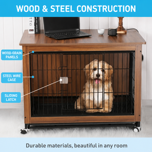 Jaula <span class=keywords><strong>de</strong></span> madera para perros para uso doméstico, con área <span class=keywords><strong>de</strong></span> baño separada, caseta interior para Shiba Inus, perros pequeños/medianos, para todas las estaciones, fabricada en China, tipo <span class=keywords><strong>de</strong></span> cierre - Product Image 3