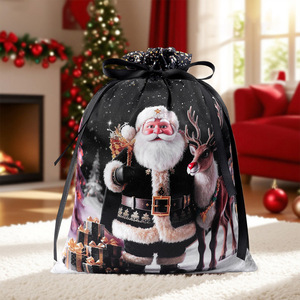 Christmas Candy Custom Satin Promotion Gift <b>Bag</b> with Double <b>Drawstring</b> Storage Bundle - Product Image 3