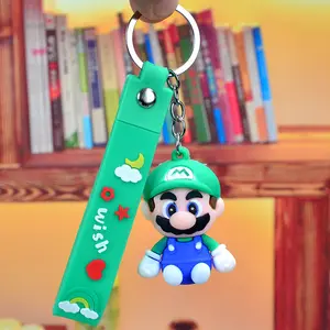 Anime Mario Doll Key Chain Bag Pendant Wholesale Custom 3D Game Mario Bros Luigi Mushroom Character Dolls Keychain