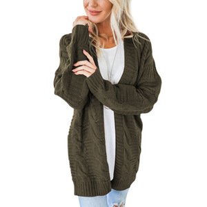Cárdigan suelto de <span class=keywords><strong>punto</strong></span> grueso con abertura frontal de manga larga para <span class=keywords><strong>mujer</strong></span> - Product Image 1