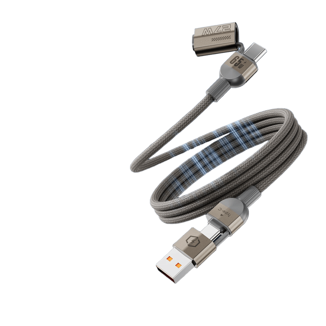 New Product Universal 4 In1 Magnetic 65w Fast Charging Cable Self-Stored Supports Data Transmission with Type c and L Interfaces