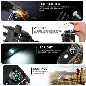 Braccialetto di <span class=keywords><strong>Sopravvivenza</strong></span> in Paracord Personalizzato con Logo, <span class=keywords><strong>Kit</strong></span> di Emergenza con Acciarino, Bussola e Fischietto per Campeggio e <span class=keywords><strong>Sopravvivenza</strong></span> all'Aperto - Product Image 4