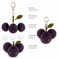 Peluche pendentif AI Bayberry Bear, en polyester doux, rembourrée en coton PP, porte-clés, mignonne, personnalisée, motif fruit de dessin animé, cadeau ODM pour enfants et adultes