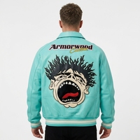 Fabricante de Chaquetas de Moda Urbana para Hombre OEM, Chaqueta de Aviador de Piel de Cordero con Apliques Bordados y Estampados Personalizados para Hombre en Tallas Grandes