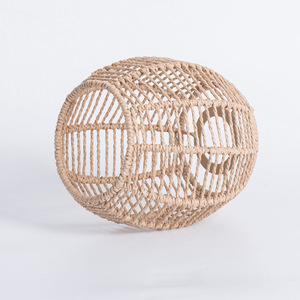 Paper <b>Rope</b> Woven Pendant Lamp Shade Round Handmade Yellow For Indoor <b>Lighting</b> Decoration - Product Image 4