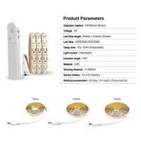 Bande de lumière LED PIR détecteur de mouvement Induction bande LED batterie 60leds/m 2835smd sous lampe de lit pour placard armoire escalier