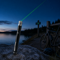 Pointeur laser vert 532nm 5mW rechargeable par USB pour le cyclisme en extérieur et l'entraînement des animaux de compagnie, en aluminium, mise au point réglable