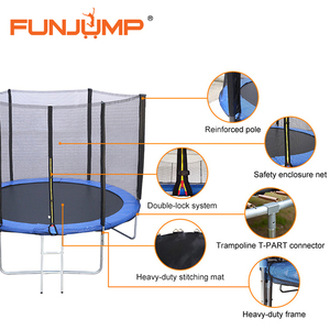 Funjump 6FT 8FT 10FT 12FT 14FT 16FT pour enfants, <span class=keywords><strong>trampoline</strong></span> rond de plein air avec <span class=keywords><strong>filet</strong></span> de sécurité et sac à chaussures - Product Image 5