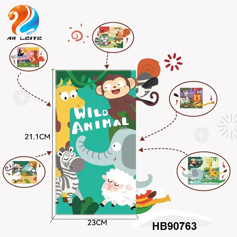 Pendidikan Montessori mainan tema hewan lembut Desain unik ekor kain buku mainan bayi untuk bayi Set