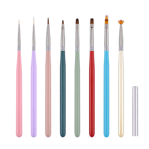 แปรงเพ้นท์เล็บด้ามไม้สีชมพู ม่วง ฟ้า ขาว ขนาด 6 มม. 12 มม. พร้อมฝาครอบ สำหรับวาดลายเส้น ลายดอกไม้ ลายเดซี่ ไล่สีแบบออมเบร เจลไล่เฉดสี - Product Image 1