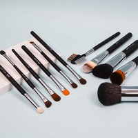 Ensemble de 11 pinceaux de maquillage pour le visage en poils de chèvre Dongshen avec manche en bois - Utilisation quotidienne
