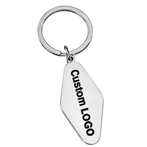 Custom Logo Stainless Steel Rhombus Keychain <b>Engraved</b> Metal <b>Key</b> <b>Ring</b> Personalized Promotional Gift - Product Image 1