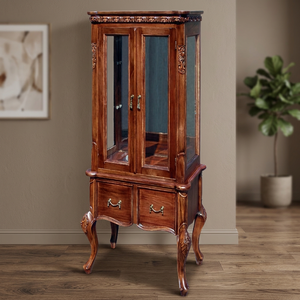 Antique Appearance Handmade Solid Wood French Design 2 Drawers Durable Display Cabinet Multi-purpose Storage Living Room Bedroom - Product Image 5