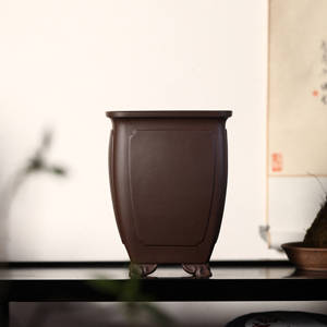 Yixing Purple Clay Square Bonsai <b>Pot</b> Kui <b>Face</b> Design Orchid Planter - Product Image 1