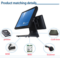 Double écran 15 pouces tout-en-un supermarché Pos system touch Pos terminal fabricants
