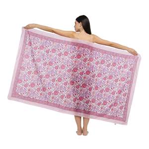 ผ้าซารองพิมพ์ลายมือแบบแอฟริกันไวโอเล็ตสำหรับผู้หญิง ผ้าคลุมบิกินี่น้ำหนักเบา เหมาะสำหรับใส่ไปชายหาดและรีสอร์ทในฤดูร้อน - Product Image 1