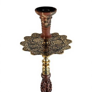 Chicha égyptienne Khalil Mamoon Shika Avatar en laiton et bois – Ensemble de chicha égyptienne de 60 cm avec base cloche de Caire - Product Image 4