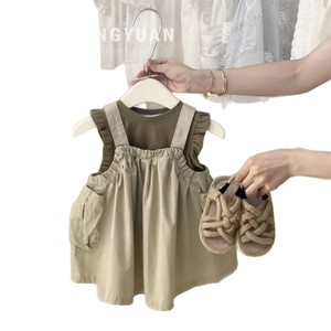 Tongxingyuan Girls' Summer Overall Dress Set Breathable Thin Pants Style Baby Clothing - Product Image 2
