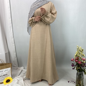 Nouvelle robe Abaya en lin printemps/été, vêtements islamiques pour femmes musulmanes avec manches longues, poches latérales, séchage rapide, légère, 6840 # - Product Image 6