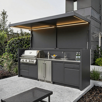 Armoires de cuisine extérieures modulaires en acier inoxydable, armoires mobiles tout-en-un pour applications haut de gamme en cour