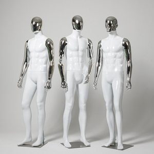 Maniquí de cuerpo entero para <span class=keywords><strong>hombre</strong></span> al por mayor, maniquí <span class=keywords><strong>musculoso</strong></span> plateado cromado, maniquí blanco de cuerpo entero masculino con brazo flexible - Product Image 2
