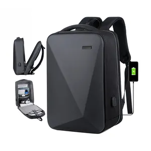 现货17英寸旅行电脑男士背包包硬壳EVA防盗USB笔记本防水商务背包带锁