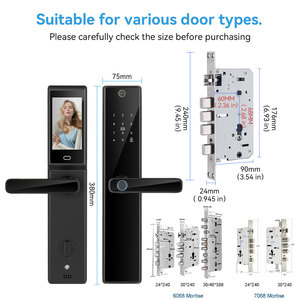 Serrure intelligente Qleung S819-2MAX avec Wi-Fi, contrôle par application Tuya, empreinte digitale, code/cartes/clés, appel vidéo pour porte en acier - Product Image 1