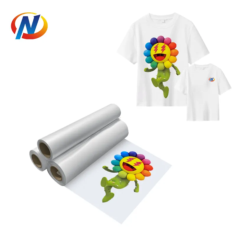 Norman Dtf Transfer Film Roll Heat Transfer desain siap untuk tekan Logo Film Transfer panas cetak pada pakaian