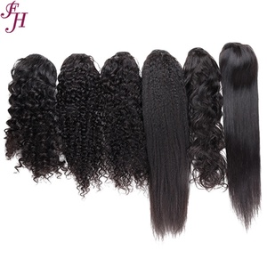 FH Wholesale Ponytail Human Hair Drawstring Straight and Curly Hair - Product Image 1