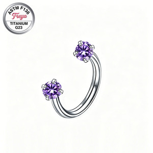 Anneaux de nez en zircon coloré Freya 20G pour femmes, bijoux de <span class=keywords><strong>piercing</strong></span> en titane G23 pour Daith, Tragus, nez de vache, boucles d'oreilles créoles en diamant naturel - Product Image 6