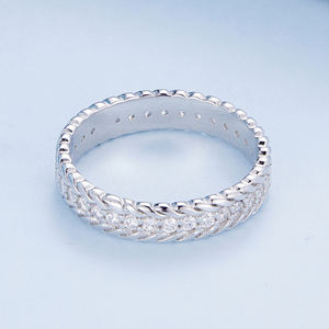 Anillo de banda de eternidad retorcida de Plata de Ley 925 con piedras de Zirconia cúbica pavimentada, regalo de aniversario para mujeres BSR353 - Product Image 5