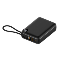 Batterie portable Li-polymère 20000 mAh avec charge rapide USB PD 3.0 & QC 4+ 20W, câble Type-C intégré et écran LED