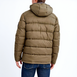 Men's <b>Hooded</b> Puffer Jacket Windproof Casual <b>Winter</b> <b>Coat</b> <b>With</b> Zipper Closure Solid Color Polyester Filling Regular Fit - Product Image 5